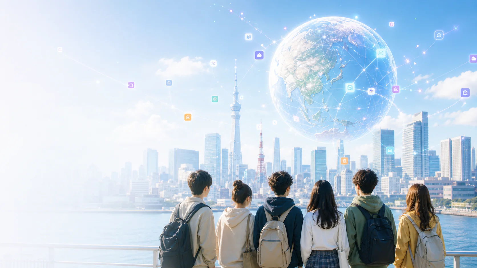 若い作り手たちが、ネットワークでつながる都市と地球を見つめる様子